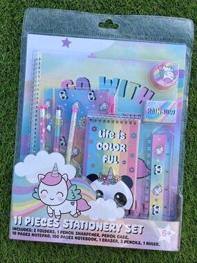 11-piece VOTUM kids' stationery set with whimsical unicorn and panda designs NEW